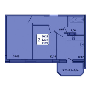 2 комнатная 54.98м²