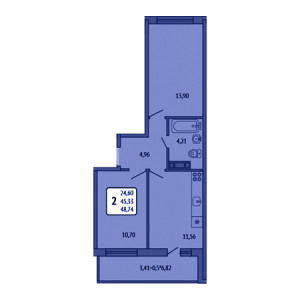 2 комнатная 48.74м²