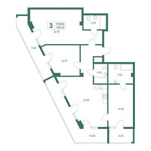 3 комнатная 149.1м²