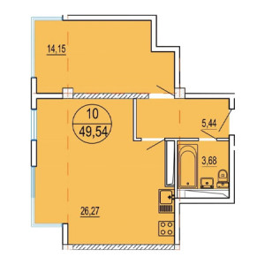 2 комнатная 49.54м²