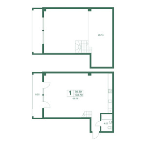 1 комнатная 103.7м²