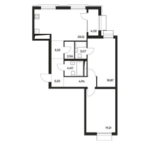 2 комнатная 88.73м²