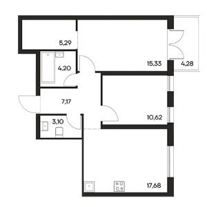 2 комнатная 67.67м²