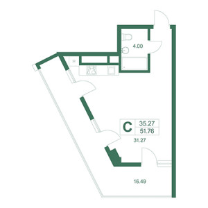 Студия 51.76м²