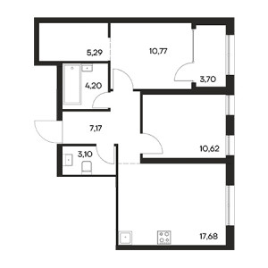 2 комнатная 62.53м²