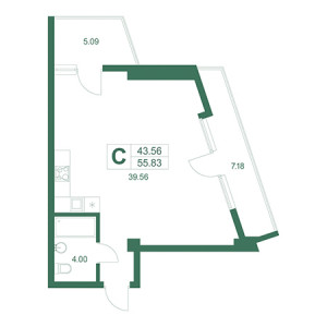 Студия 55.83м²