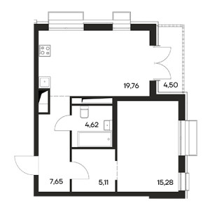 1 комнатная 56.82м²