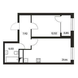 1 комнатная 51.26м²