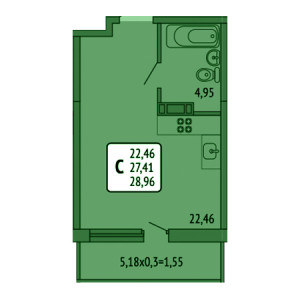 Студия 28.96м²