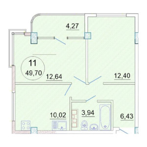 2 комнатная 49.7м²