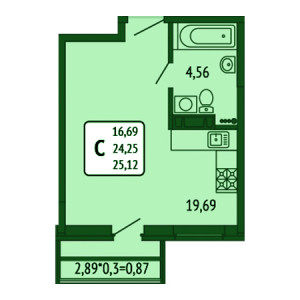 Студия 25.12м²