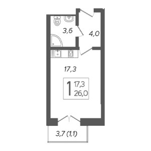 Студия 26м²