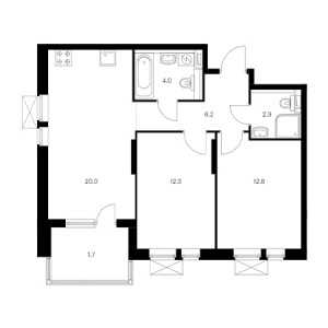 2 комнатная 59.9м²