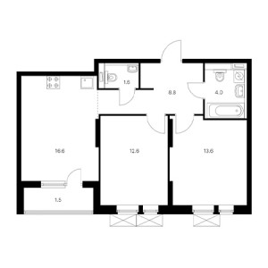 2 комнатная 58.7м²