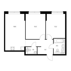 2 комнатная 57.8м²