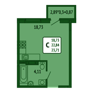 Студия 23.71м²