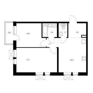 2 комнатная 55.9м²