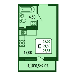 Студия 23.35м²