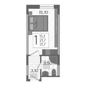 Студия 21.7м²