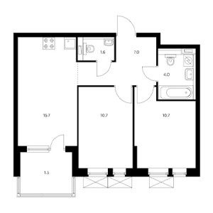 2 комнатная 51.2м²