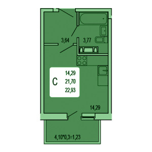 Студия 22.93м²