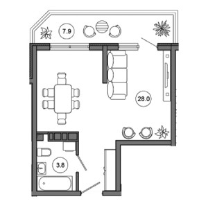 Студия 39.7м²