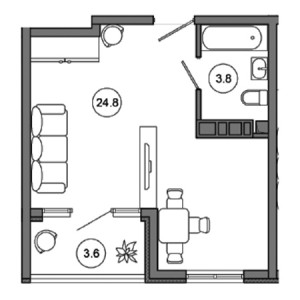 Студия 32.2м²