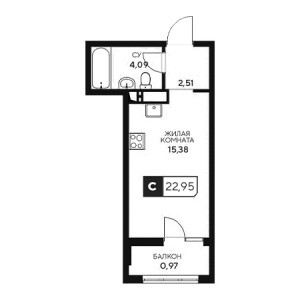 Студия 22.95м²