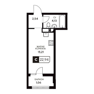 Студия 22.94м²