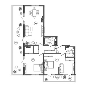 3 комнатная 136.7м²