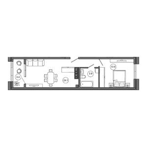 1 комнатная 46.3м²