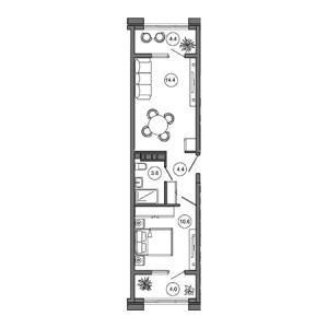 1 комнатная 41.2м²