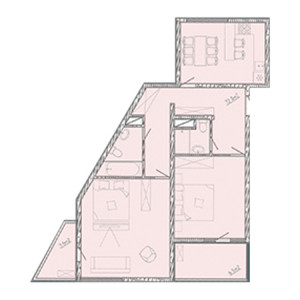 2 комнатная 76.49м²