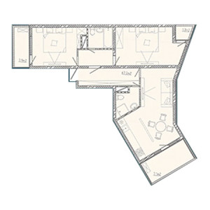 2 комнатная 71.66м²