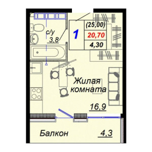 Студия 25м²