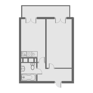 2 комнатная 45.8м²