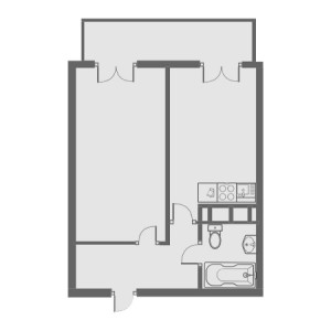 2 комнатная 45.6м²