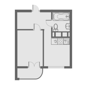 1 комнатная 32.1м²