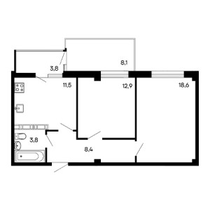 2 комнатная 67.1м²