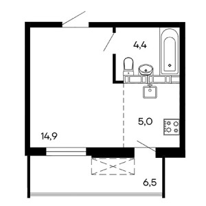 Студия 30.8м²