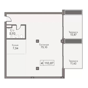 4 комнатная 110.87м²