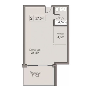 2 комнатная 57.54м²