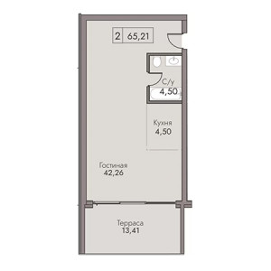 2 комнатная 65.21м²