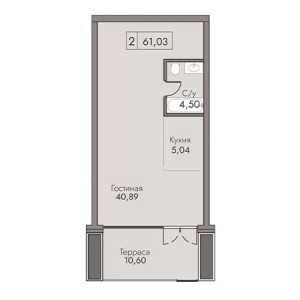 2 комнатная 61.03м²