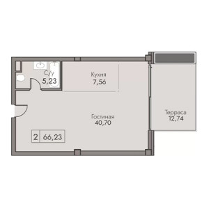 2 комнатная 66.23м²