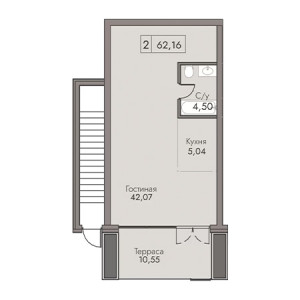 2 комнатная 62.16м²