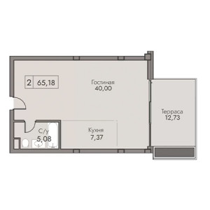 2 комнатная 65.18м²