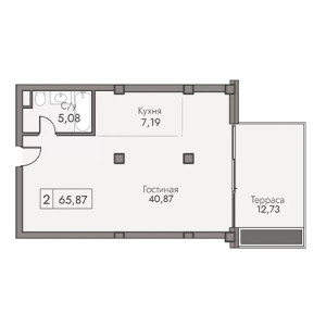 2 комнатная 65.87м²