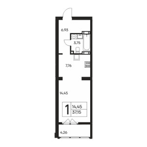 1 комнатная 37.15м²