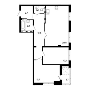 2 комнатная 79.1м²